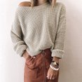 thumbnail image 2 of Mrat Chandail de Noël pour Femme, Mode, Rayé, à Blocs de Couleur, Court, Tricoté, Hauts pour Femmes, Automne, P-89, Beige, P, 2 of 5