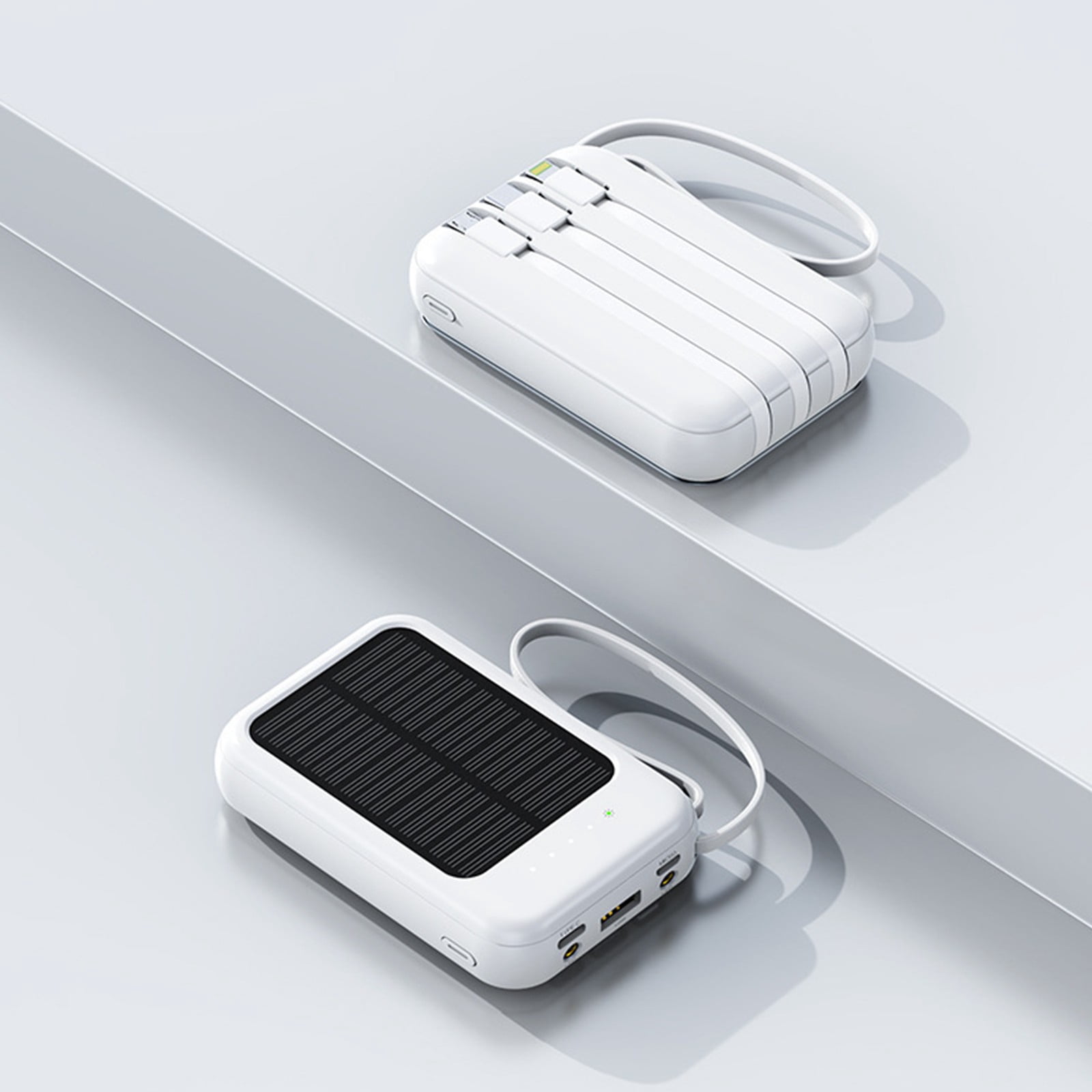 Ycandiee Power Bank, Solar Portable Charger, 20000mAh Power Bank Large Capacity Built in 3 Output and 1 Input Cables, Fast Charger Compatible with All Smart Phones and Devices