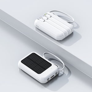 Ycandiee Power Bank, Solar Portable Charger, 20000mAh Power Bank Large Capacity Built in 3 Output and 1 Input Cables, Fast Charger Compatible with All Smart Phones and Devices