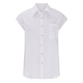 thumbnail image 4 of EGNMCR T-Shirts pour Femmes Mode T-Shirt à Manches Courtes pour Femme Col Rabattu Col Rond Bouton Décontracté Élastique Confortable Blouse Chemises, 4 of 6