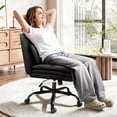 thumbnail image 1 of Homall Chaise de Bureau Jambes Croisées avec Roulettes, Chaise de Bureau Pivotante Sans Accoudoirs à Assise Extra Grand, Hauteur Réglable Chaise de Travail Confortable avec Coussin Épais (Cuir PU, Noir), 1 of 6