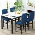 thumbnail image 1 of Stmoze Dining Table Set for 4, Faux Marble Kitchen Table and Chairs Set, Rectangular Dining Set with 4 Velvet Upholstered Dining Chairs, Space Saving Dining Room Set for Small Space, Cafe, Blue, 1 of 6