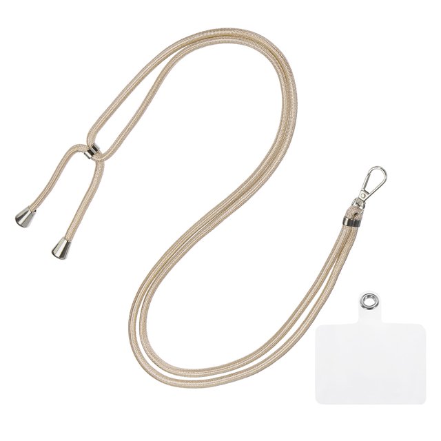 Unique Bargains Phone Lanyard with Transparent Lanyard Patch, Gold, 1 Count