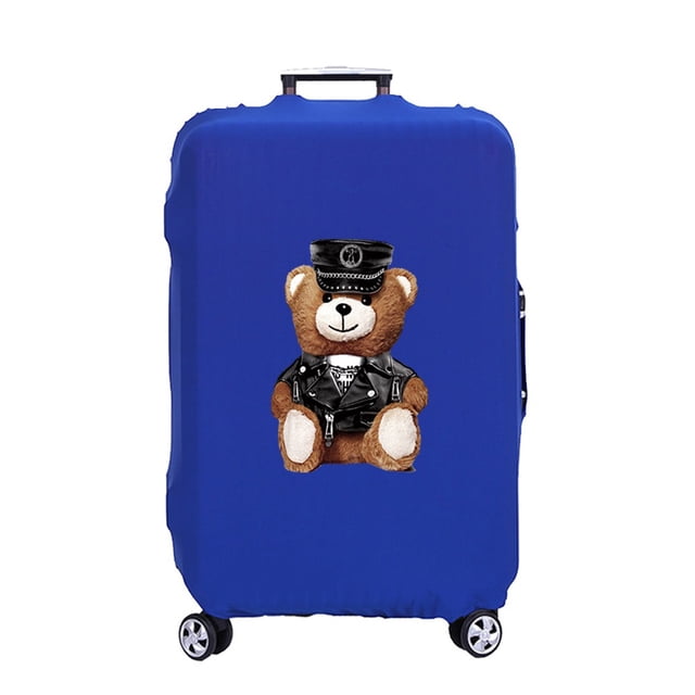 Luggage Cover Suitcase Protector Police Bear Print Thicken Elasticity Dust Cover Anti-Scratch Protective Set 18-32 Inch Trolley blue XL
