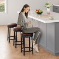thumbnail image 4 of 360°Swivel Bar Stools Set,  PU Leather Counter Height Barstools with Footrest & Metal Frame, Upholstered Backless Round Bar Stools for Kitchen Island, 4 of 7