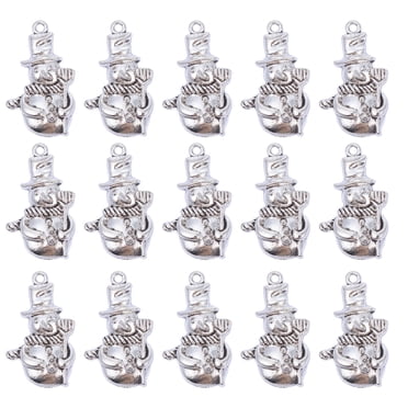 EeaseCA 50pcs Christmas Snowman Charms Pendants DIY Jewelry Making Accessories