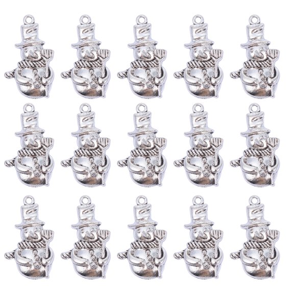 EeaseCA 50 Pcs Pendentifs Breloques Bonhomme de Neige de Noël Bricolage Fabrication de Bijoux Accessoires