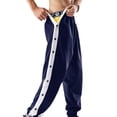 thumbnail image 3 of Faithtur Men's Tear Away Pants, Loose Fit Basketball Pants High Split Snap Button Sweatpants, 3 of 9
