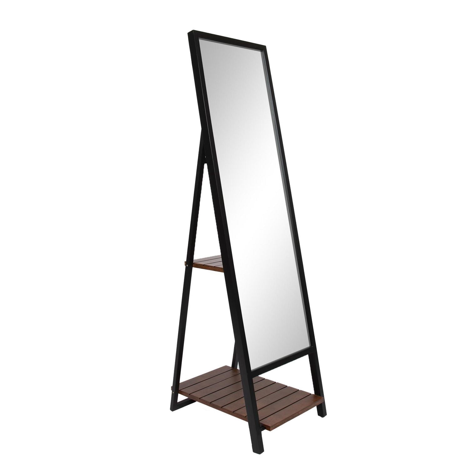 Miroir de rangement rectangulaire style musée avec chevalet noir/brun
