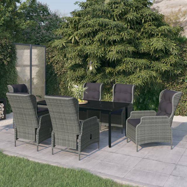 vidaXL 7 Piece Garden Dining Set Light Grey