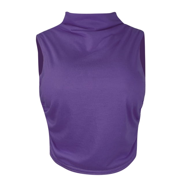 Mode Femmes T-Shirt Sans Manches Uni Blouse Chemises Gilet Court Ajusté Hauts