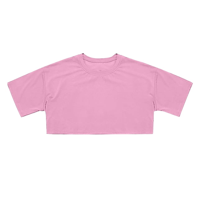 Crop Tops For Girls Short Sleeve Shirt Girls Summer Tops Neck Slim Fit Tops Basic Tee