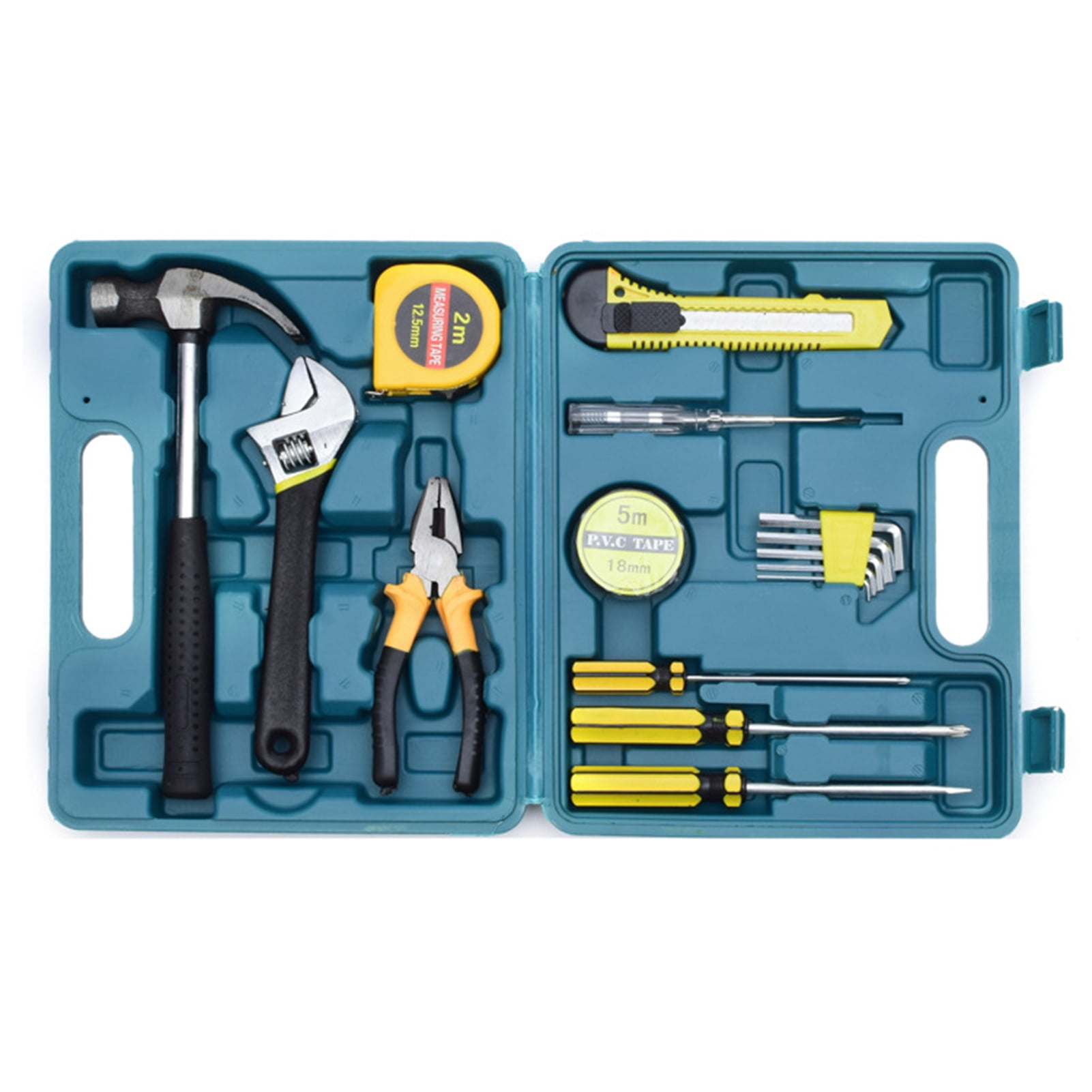 Trousse d'Outils Jaune Générique de 16 Pcs, Robuste, pour Réparations de Voiture et de Maison, avec Étui de Rangement Durable