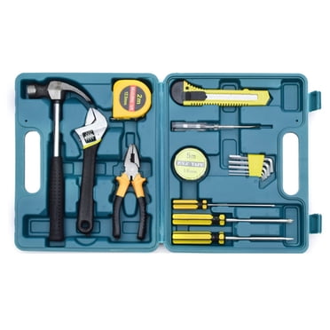 Trousse d'Outils Jaune Générique de 16 Pcs, Robuste, pour Réparations de Voiture et de Maison, avec Étui de Rangement Durable