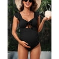thumbnail image 3 of Retro One Piece Swimsuit for Maternity Cut Out Pregnancy Swimwear Modest Bath Suit, 3 of 7