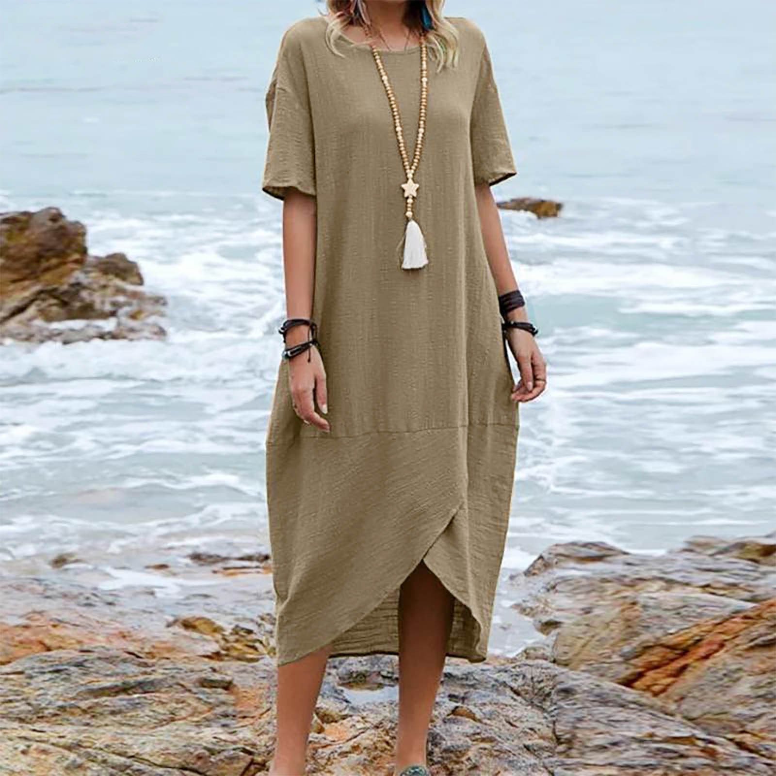 Casual Dresses Beach Wear For 50 Year Olds Summer Dress For Women 2024 Fashion Plus Size