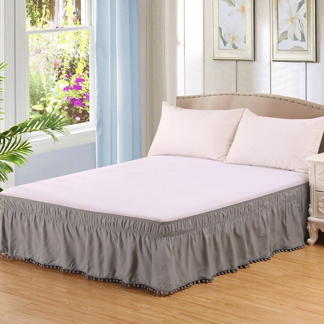 EGNMCR Defend Slip Bed Skirt Elastic Pleated Bed Skirt Elastic Drooping Bed Skirt Hotel Style Bed Skirt Suitable For Home Hotel Spring Mattress Polyester Bed Skirt