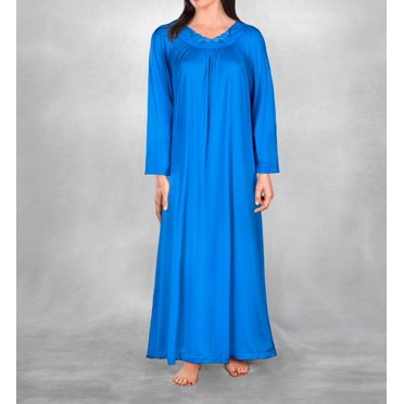 Women's Shadowline 33280 Petals 53 Inch Long Sleeve Gown (Sapphire S)