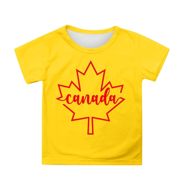GDREDA Canada T-Shirts Imprimé Drapeau Filles T-Shirt à Manches Courtes Été Col Rond T-Shirt Coupe Décontractée T-Shirts Basiques