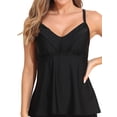 thumbnail image 1 of Charmo Wrapped V Neck Swimsuit Tops for Womens Flowy Tankini Tops Padded Bathing Suit Tops(No Bottoms）, 1 of 4