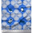 thumbnail image 1 of Soimoi Crepe Silk Fabric Floral & Cat Animal Decor Fabric Printed Yard 42 Inch Wide, 1 of 3