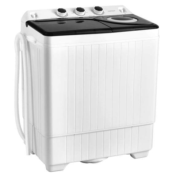 Costway Laveuse Portative Semi-Automatique à Double Cuve de 26 Lb avec Pompe de Vidange, Noire