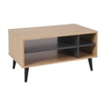 thumbnail image 1 of CorLiving Cole Rectangle Engineered Wood Indoor Coffee Table with 4 Open Shelves, Light Brown/Grey, 1 of 9
