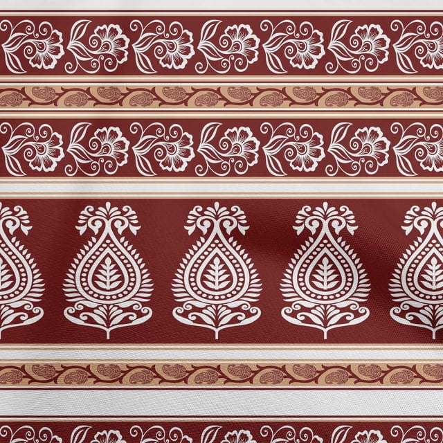 oneOone Viscose Chiffon Maroon Fabric Asian Block Sewing Craft Projects Fabric Prints By Yard 42 Inch Wide