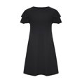 thumbnail image 3 of Birdeem Robes Mini pour Femmes Été Décontractées à Volants Manches Courtes Mignonnes Col Rond Robe Fluide avec Poches, 3 of 6