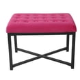 thumbnail image 3 of HomePop Ottomane Capitonnée Moderne en Bois et Velours, Fini Rose Foncé, 3 of 10