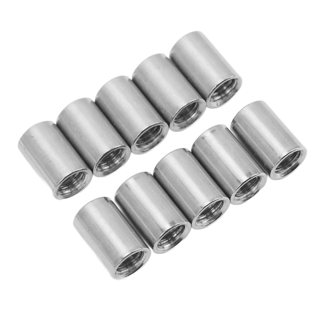 Round Coupling Nut, M10x1.5 Threaded Sleeve Rod 10 Pcs Precise Stainless Steel L20mm For Replacement