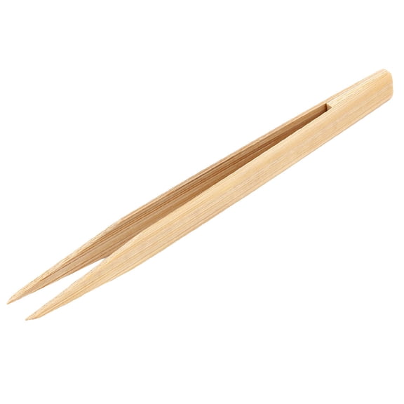Unique Bargains Wood Color Bamboo Anti-static Pointed Tip Straight Tweezer