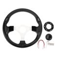 thumbnail image 2 of Universal 13in Racing Style PU Aluminum Comfortable Grip 6 Hole Car Steering Wheel with Horn Button Ideal for Racing Enthusiasts, 2 of 7