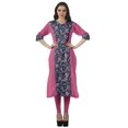 thumbnail image 2 of Moomaya Tunique Droite à Col en V pour Femmes, Manches Roulées, Kurta en Coton Imprimé, 2 of 6