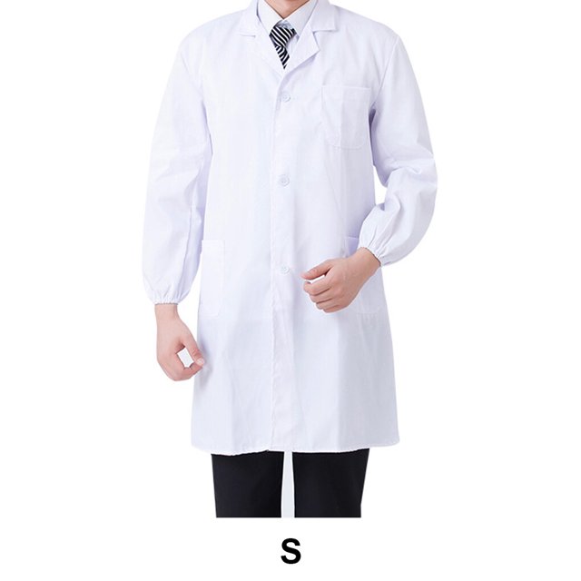 kurtrusly Laboratory Coat Buttons Multi Pocket Short Sleeve Pet Shop School Factory Work Clothes Internship Section Beautician Use Long Sleeve S