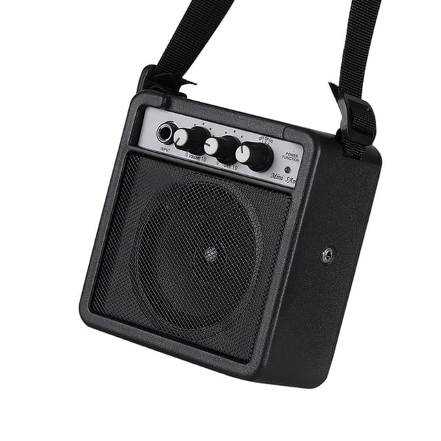 Mini Guitar Amplifier 5W Speaker with 3.5mm & 6.35mm Inputs 1/4 Inch Output Volume Tone Adjustment Overdrive Portable Lightweight for Indoor and Outdoor Use