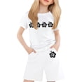 thumbnail image 1 of GDREDA Ensemble de Mini Pantalons T-Shirt à Manches Courtes et Col Rond Imprimé pour Enfants Garçons et Filles Blanc, 10-11 Ans, 1 of 4