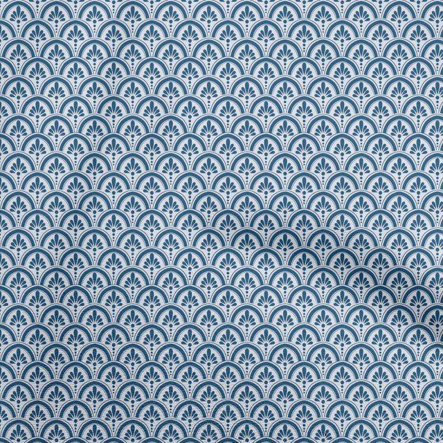 oneOone Polyester Spandex Teal Blue Fabric Asian Floral Block Sewing Craft Projects Fabric Prints By Yard 56 Inch Wide