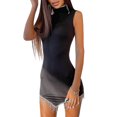 thumbnail image 1 of Fortune Rhinestone Tassel Dress for Women Bodycon Mini Dress Club Party One-Piece Dress, 1 of 7