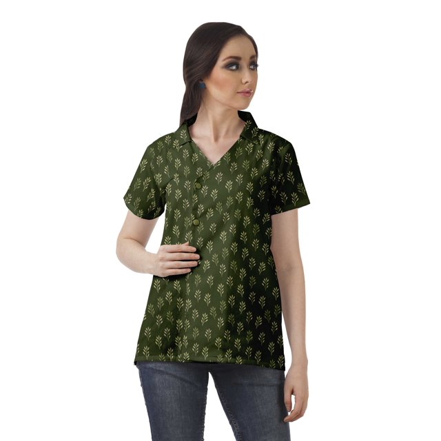 Moomaya Chemise Tunique Style Enveloppant pour Femmes en Coton Décontracté Col Classique Boutonné