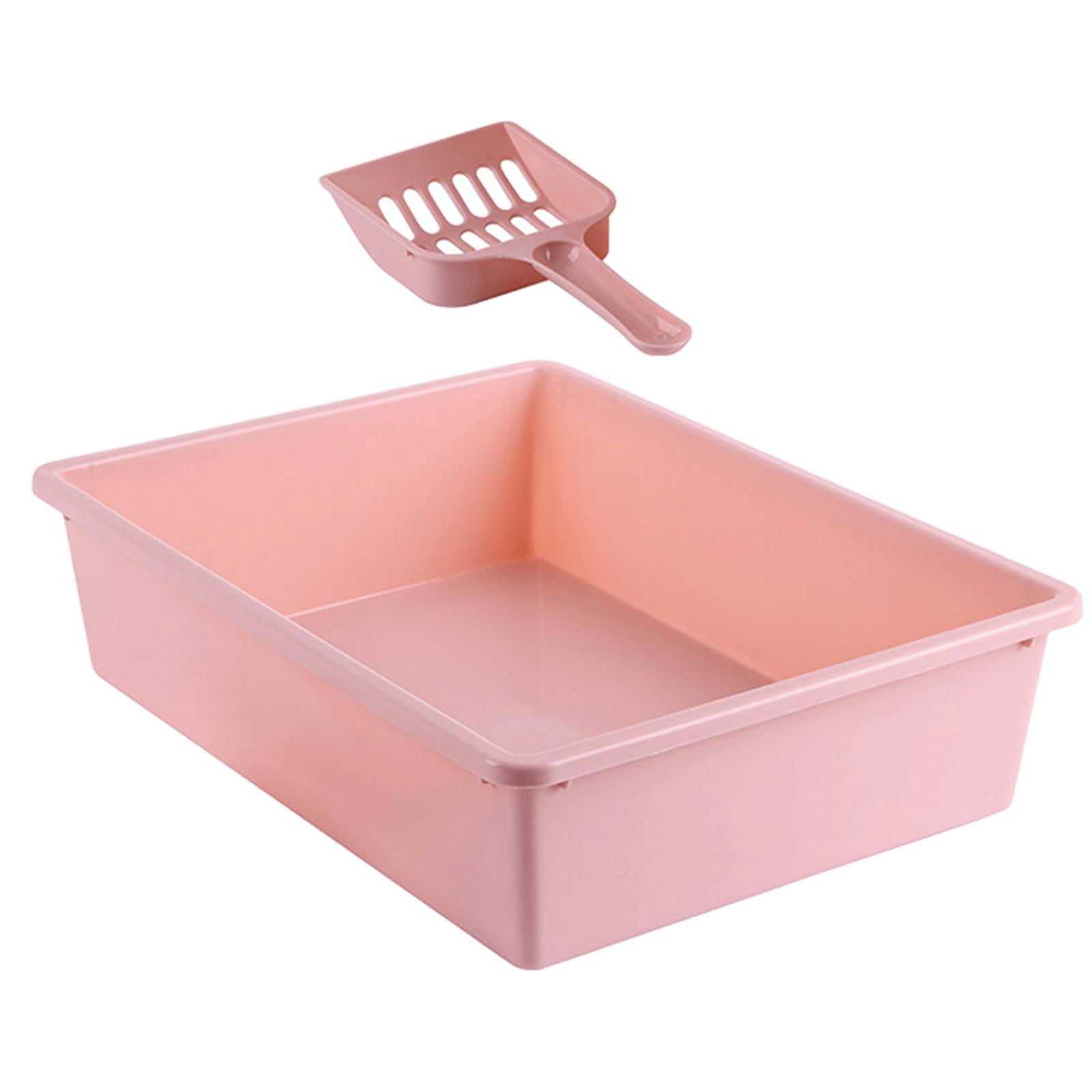 Kitty Litter Tray Low Profile Cat Litter Tray Cage Accessories Kitty Litter Open pink