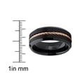 thumbnail image 4 of Men's Black Tungsten Carbide Wedding Band Ring Rose Gold Tone Steel Cable Inlay 13, 4 of 5
