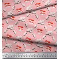 thumbnail image 2 of Soimoi Pink Poly Georgette Fabric Mushroom Vegetable Printed Fabric 1 Yard 42 Inch Wide, 2 of 2