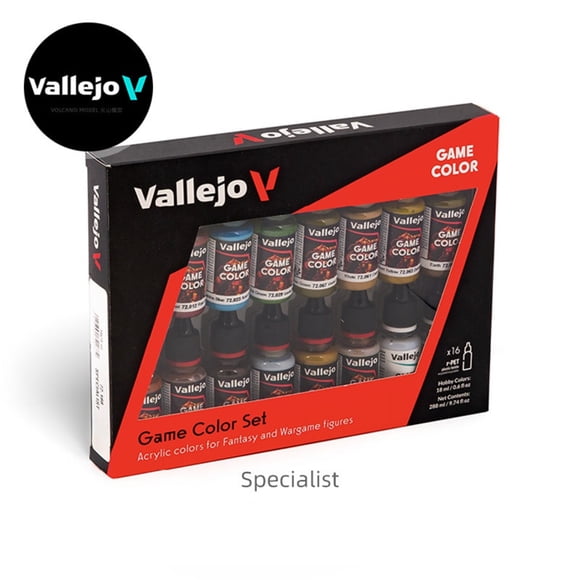 Vallejo Beginner Game Color Advanced Painter Starter Paint Set 16×18ml, Easy Blend Matte Acrylics for New Hobby Painters Wargaming Miniature Learning Kit
