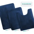 thumbnail image 3 of Set of 3 Clara Clark Bath Mat Bathroom Rug - Absorbent Memory Foam Bath Rugs - Non-Slip, Thick, Cozy Velvet Feel Microfiber Bathrug - Blue - Large 20"x32" - Small 17"x24" - Contour 24"x20", 3 of 6