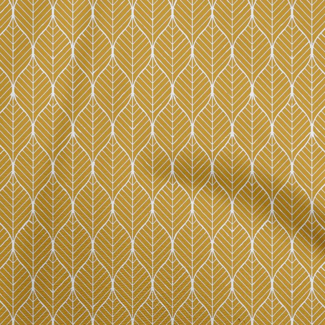 oneOone Silk Tabby Dark Mustard Fabric Geometric Ogee Craft Projects Decor Fabric Printed by The Yard 42 Inch Wide