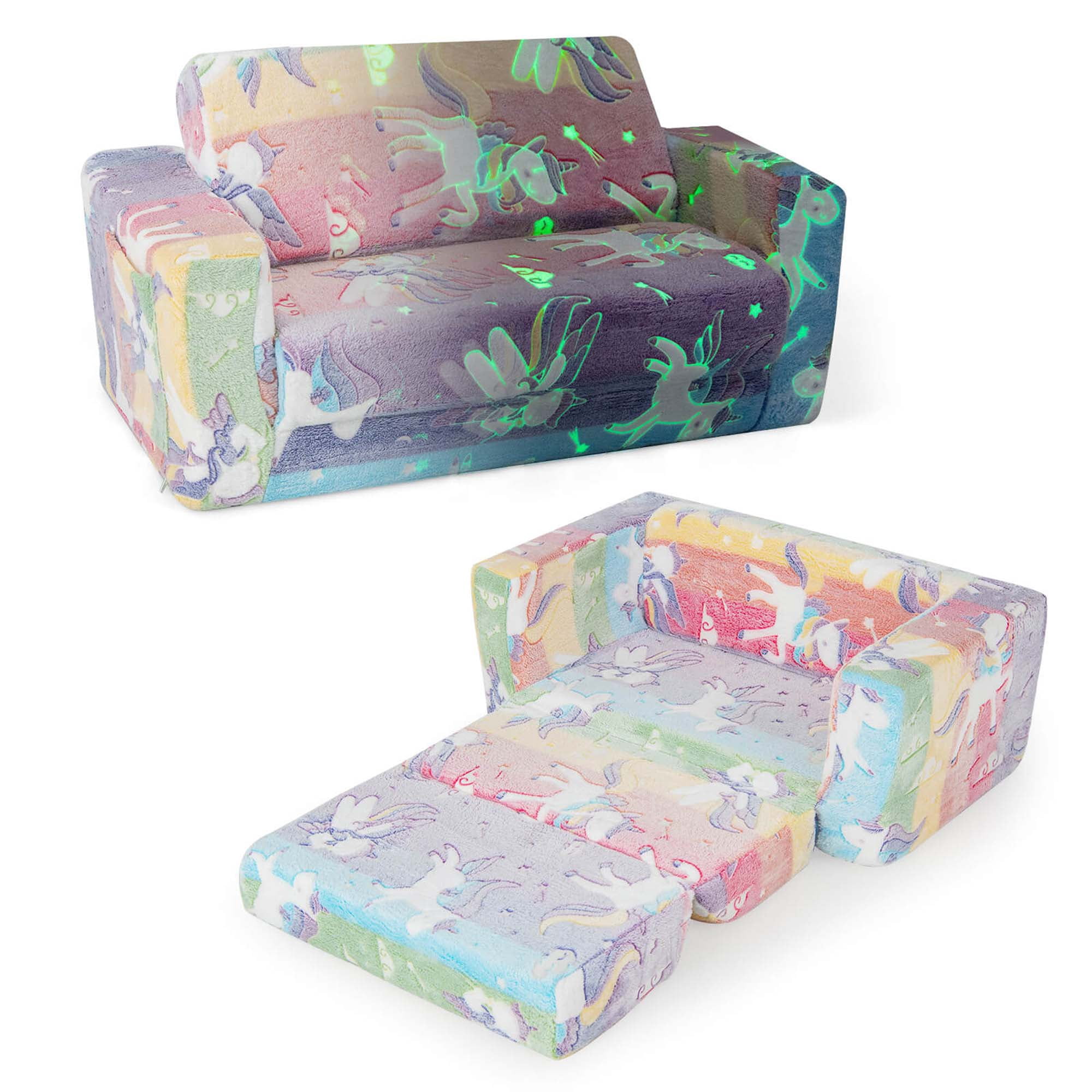 Honeyjoy 2-in-1 Flip Out Kid's Sofa Chair Convertible Toddler Couch to Lounger