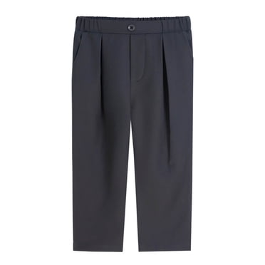 Plebaso Boys Dress Pants Elastic Waist Girls School Uniform Pants Kids Pull on Trousers with Pockets