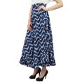 thumbnail image 2 of Phagun Robe Imprimée Shibori pour Femmes, Ceinture Auto, Coton, à Volants, Bleu Foncé, Portefeuille, 2 of 6