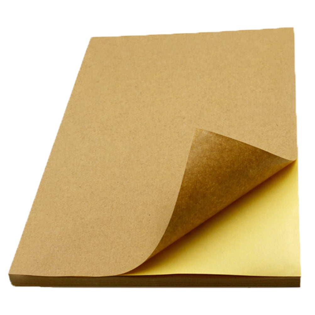 Sticker 50 Sheet A4 Brown Kraft Sticker Paper Sheet Self Adhesive Label Inkjet Printer